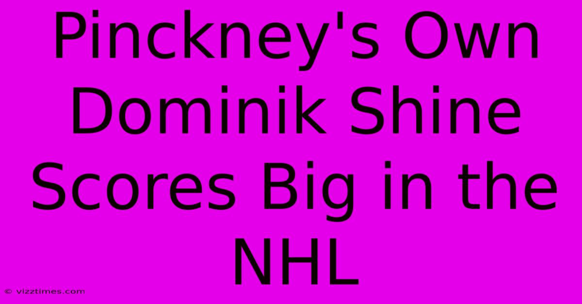 Pinckney's Own Dominik Shine Scores Big In The NHL